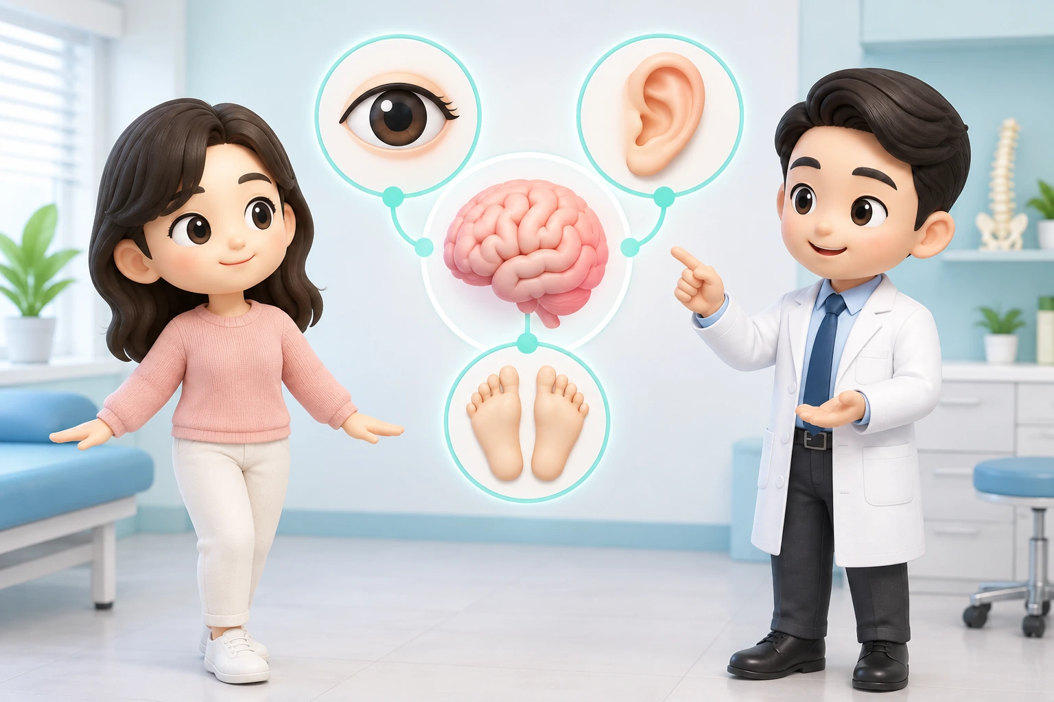 어지럼증과 균형 감각을 설명하는 일러스트